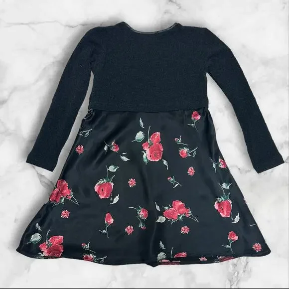 Cop Copine Paris Floral Satin Black Long Sleeve Mini Dress  size S - Picture 4 of 7